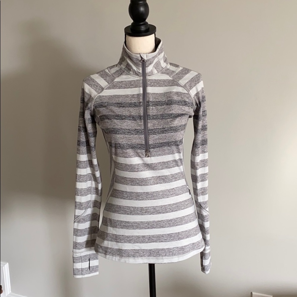 Gray Striped Lululemon Half-zip Pull-over